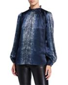 Hanna Snake-print Blouson-sleeve
