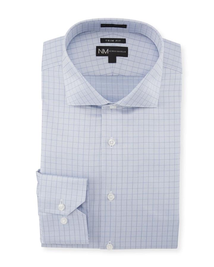 Men's Slim-fit Regular-finish Dobby Check Dress