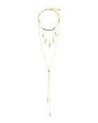 Triple-row Layered Choker Y-drop Necklace,