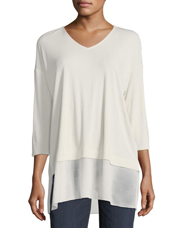 3/4-sleeve Silk Jersey Blouse
