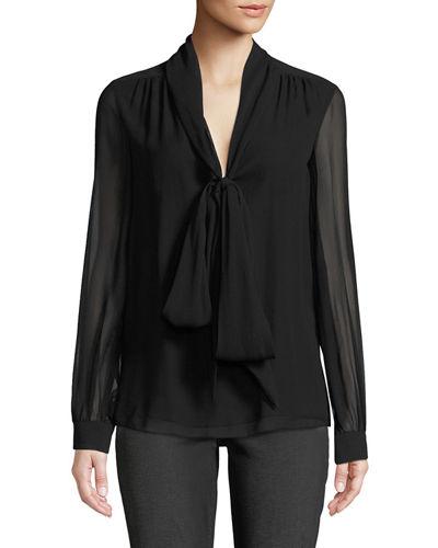 Bow-neck Chiffon Blouse