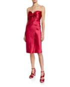Satin Bustier Knotted Bodycon Dress