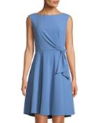 Sleeveless Tie-side Fit-&-flare Crepe Dress
