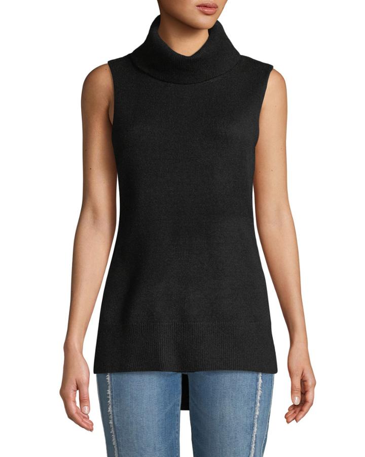 Sleeveless Turtleneck High-low