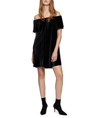 Zodiac Velvet Off-the-shoulder Dress
