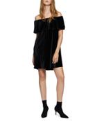 Zodiac Velvet Off-the-shoulder Dress