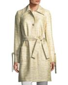 Metallic Tweed Belted Coat