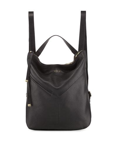 Holly Leather Backpack, Blue Onyx