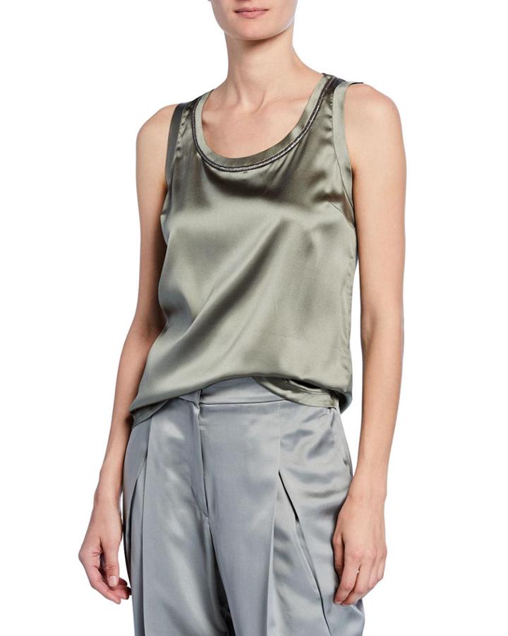 Silk Scoop-neck Sleeveless
