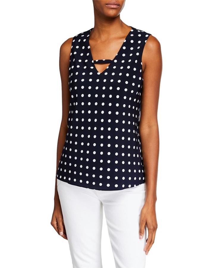 Polka-dot V-neck