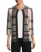 Plaid 3/4-sleeve Jacket