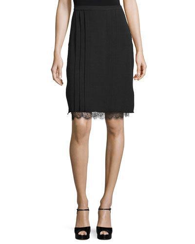 Lace-underlay Pleated Pencil