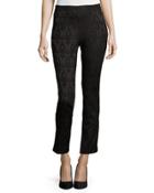 Brocade Slim Ankle Pants, Black