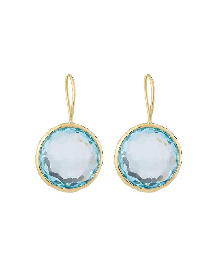 18k Lollipop Drop Earrings In Blue Topaz