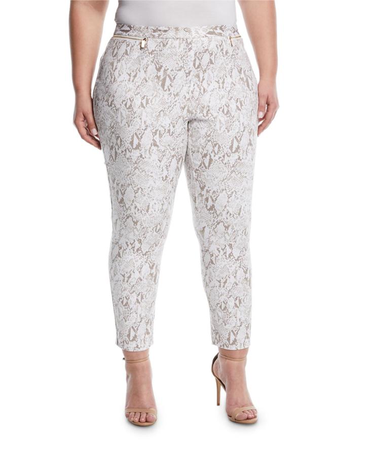 Snake-print Straight-leg Pants,