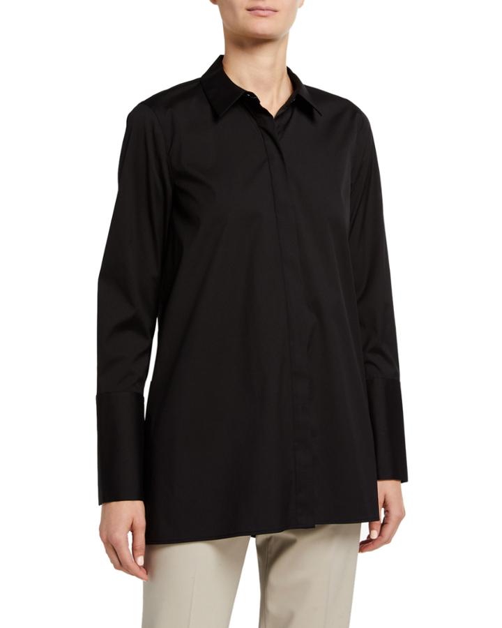 Porto Button-front Blouse With Chain-trim Collar