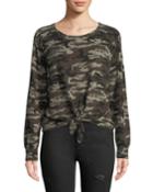 Laguna Scoop-neck Tie-front Camo Top