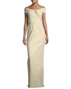 Off-the-shoulder Metallic Jacquard Gown