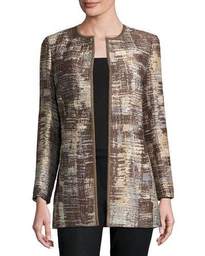 Pria Printed Open-front Jacket, Chestnut