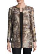 Pria Printed Open-front Jacket, Chestnut