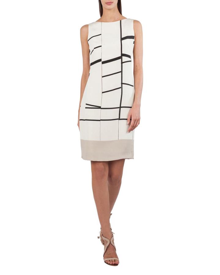 Sleeveless Broken-stripes Stretch-crepe Dress