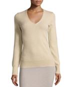 Todd And Duncan Cashmere V-neck Sweater, Oatmeal, Women's,
