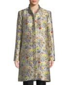 Floral-jacquard Topper Coat