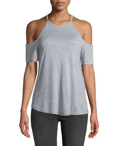 High-neck Cold-shoulder Tee