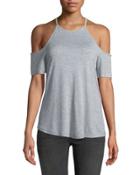 High-neck Cold-shoulder Tee