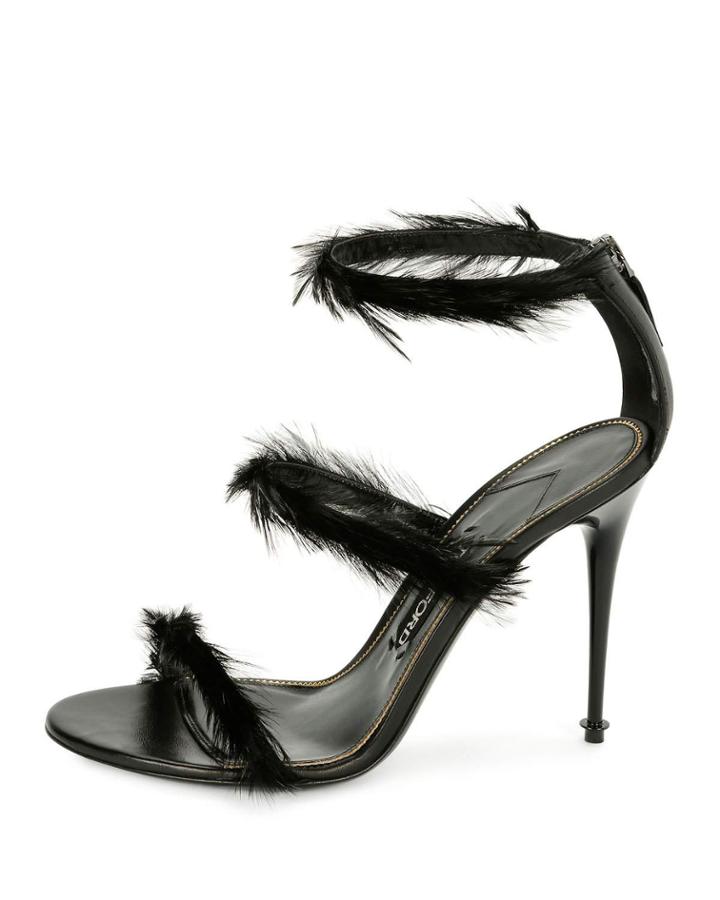 Strappy Sandal With Feather Trim