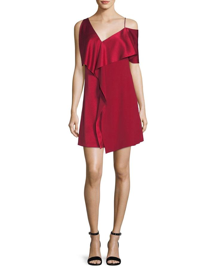 Asymmetric Sleeve Ruffled Front