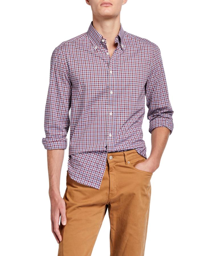 Men's Plaid Button-down Collar