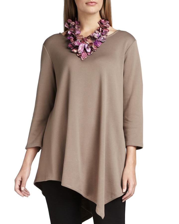 3/4-sleeve Asymmetric Tunic