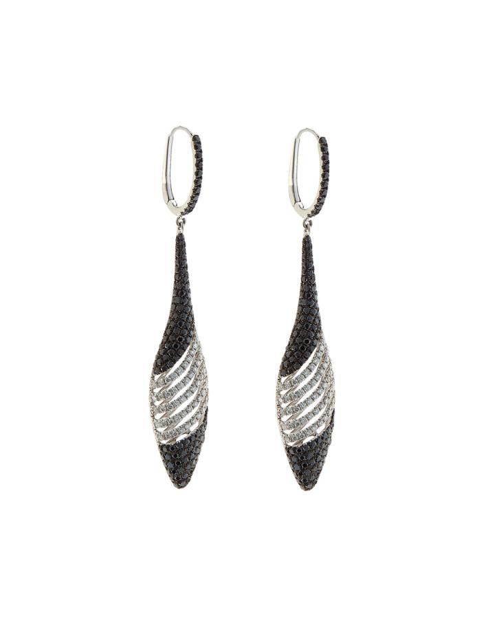 Roberto Coin 18k White & Black Diamond Hoop-drop Earrings, Women's