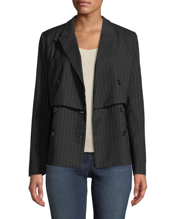 Double-breasted Pinstriped Blazer
