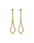 18k Long Diamond Deco Earrings