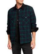 Men's Plaid Padded Snap-front Jacket