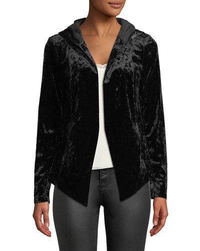 Crushed Velvet Hooded Tuxedo Blazer