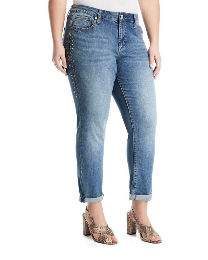 Studded Skinny Ankle Jeans,