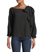Tie-shoulder Long-sleeve Blouse