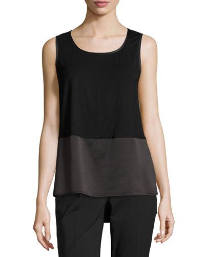 Shasta Sleeveless Scoop-neck Blouse, Black
