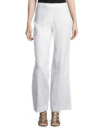 Wide-leg Linen Pants, White