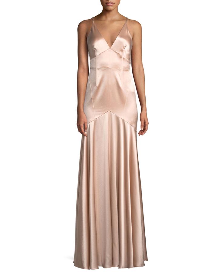 Satin V-neck Sleeveless Corset Gown