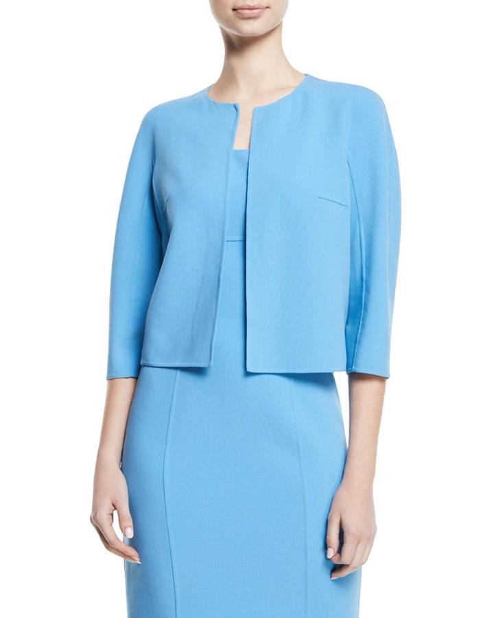 Open-front Stretch-wool Crepe Cardigan Jacket