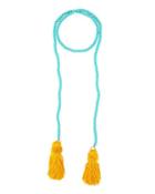 Beaded Rope Necklace W/ Tassel Ends, Turquoise