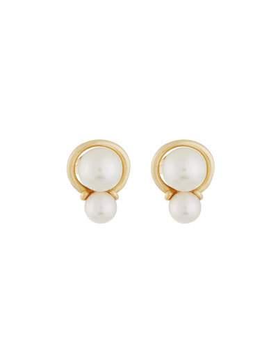 14k Yellow Gold Akoya Two-pearl Earrings