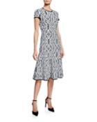 Artisanal Ikat Jacquard Cap-sleeve Fit-and-flare Dress
