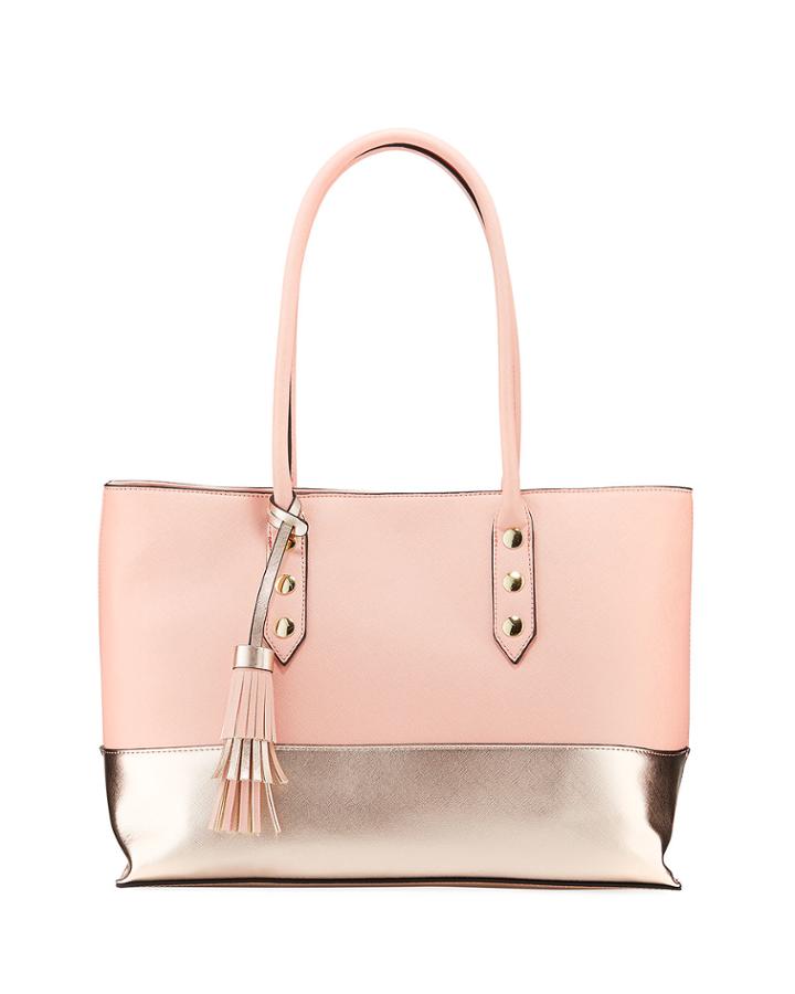 Kira Faux-saffiano Shoulder Tote Bag