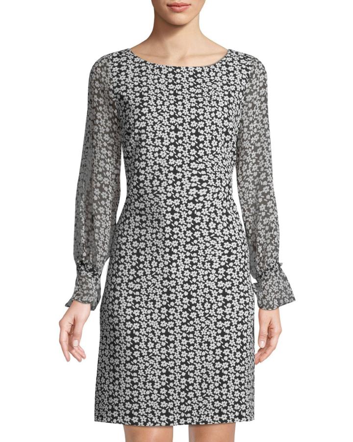 Floral Split-sleeve Dress