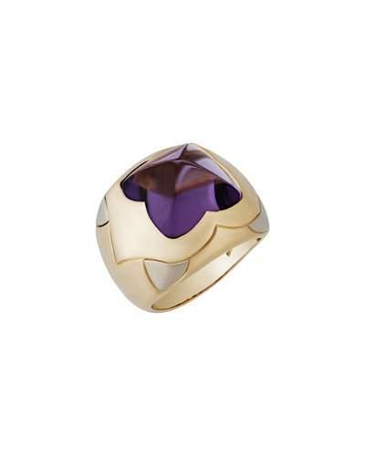 18k Two-tone Amethyst Pyramid Ring,
